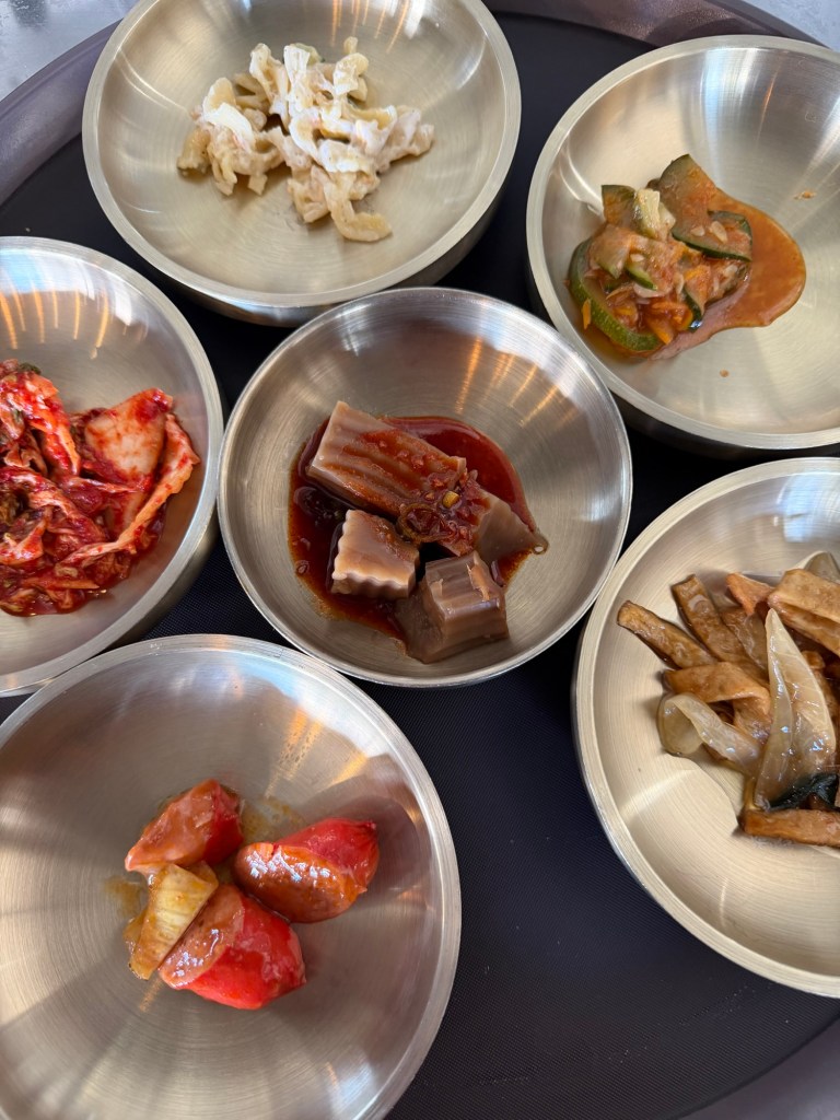 Korean side dishes with food